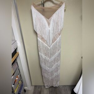 Elegant White Fringe Dress